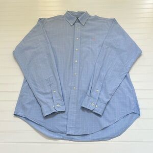 Ralph Lauren Blue Grid Check Button Down Mens Extra Large